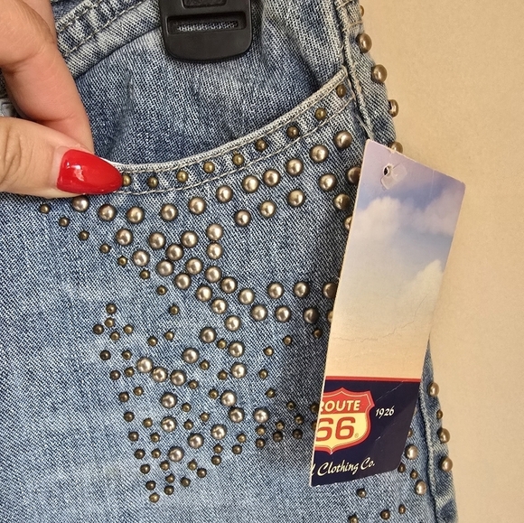 NWT Y2K Vintage Route 66 Low Rise Boot Cut Studded Womens Jeans Size 4. - Picture 4 of 11